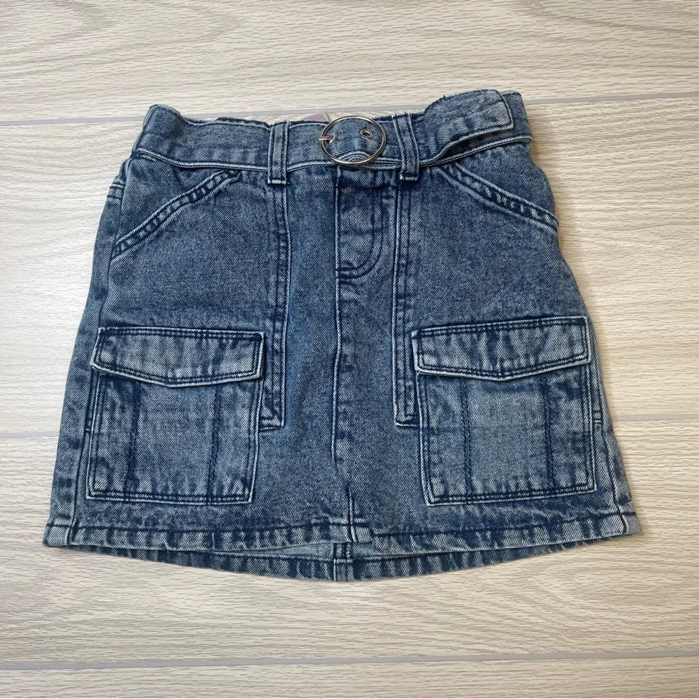 Justice Denim Blue Jean Cargo Pockets Skirt with attached Shorts Girl’s Size 8